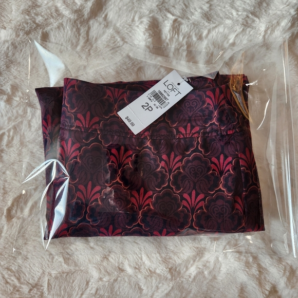 LOFT Burgundy Printed Pencil Skirt, Size  2 Petite - Picture 13 of 13